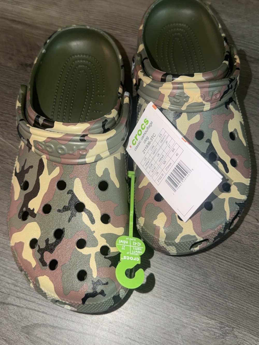 CROCS Camo Classic Clog in Olive and Tan